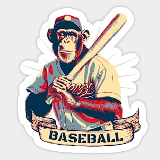 Baseball Chimpanzee Vintage Sticker